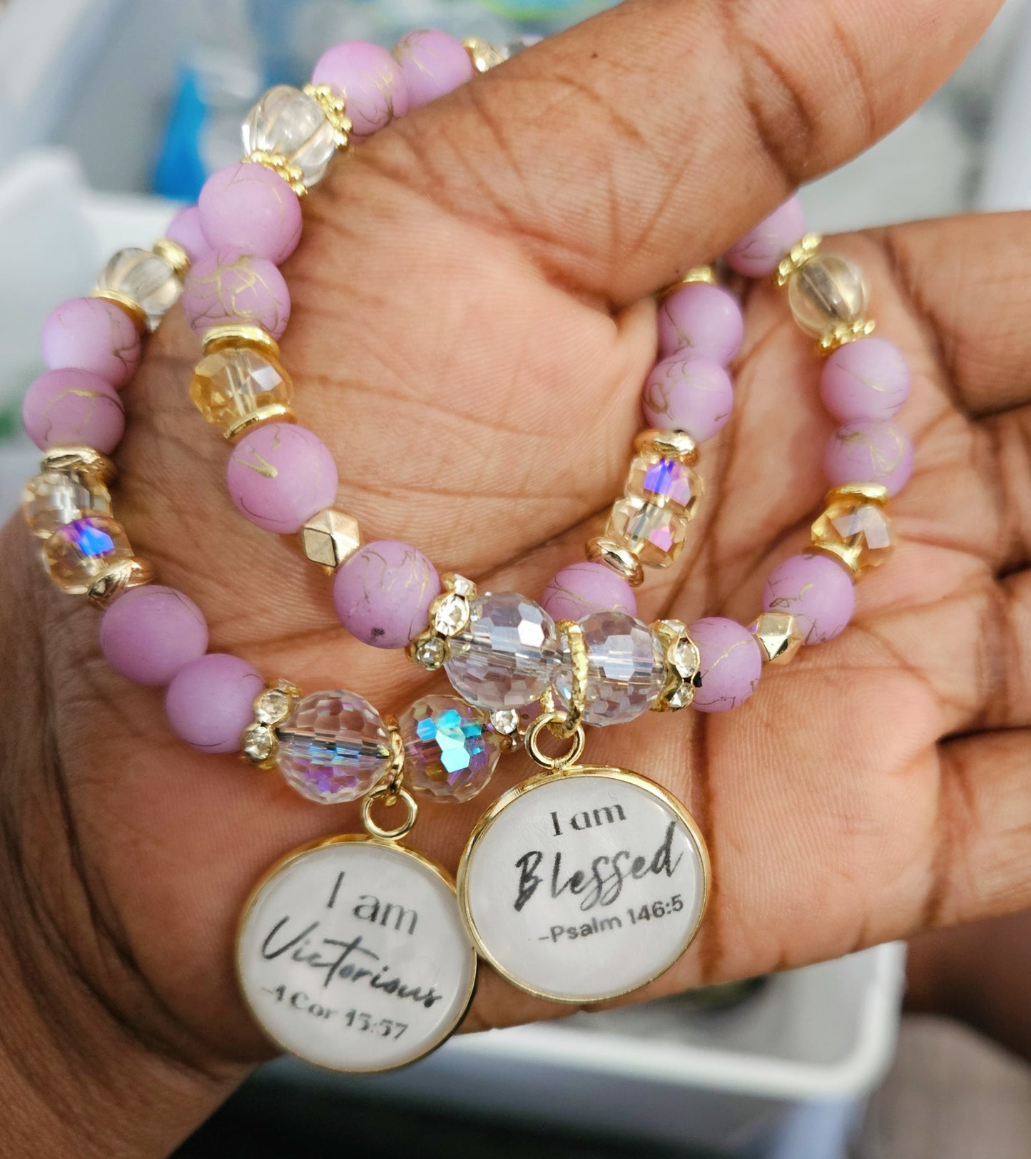 Lilly of the fields lilac double bracelet set