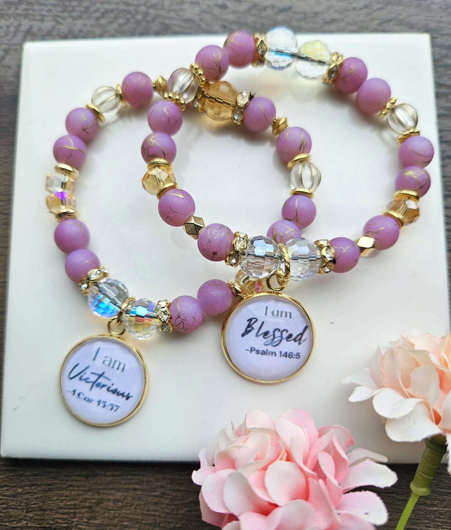 Lilly of the fields lilac double bracelet set