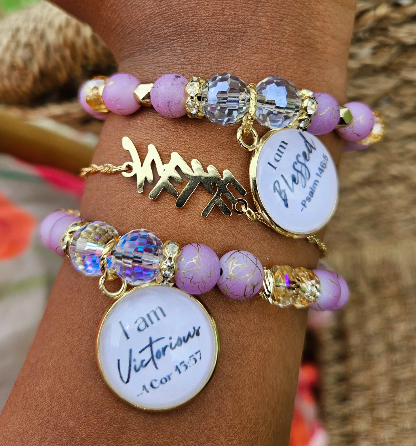 Lilly of the fields lilac double bracelet set
