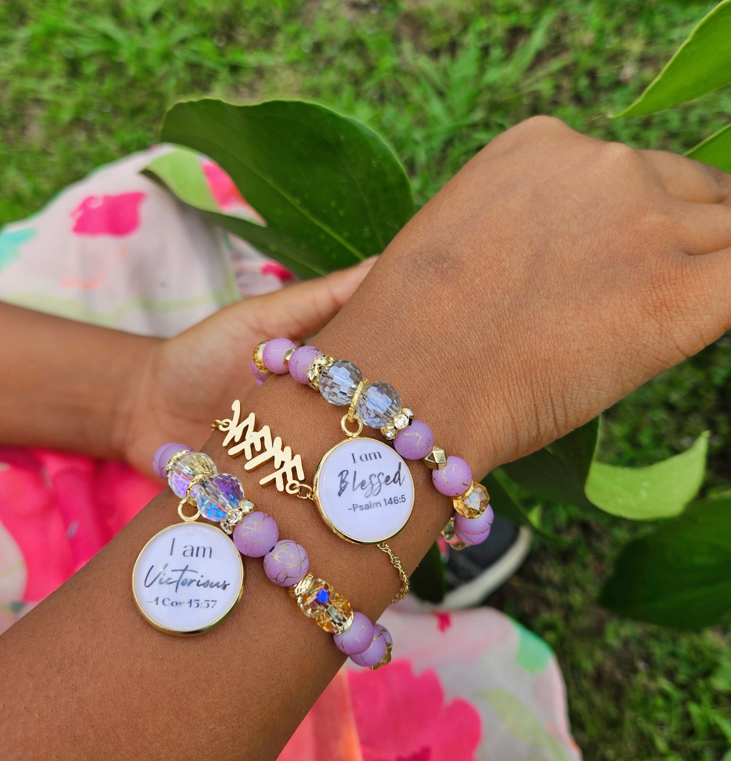 Lilly of the fields lilac double bracelet set