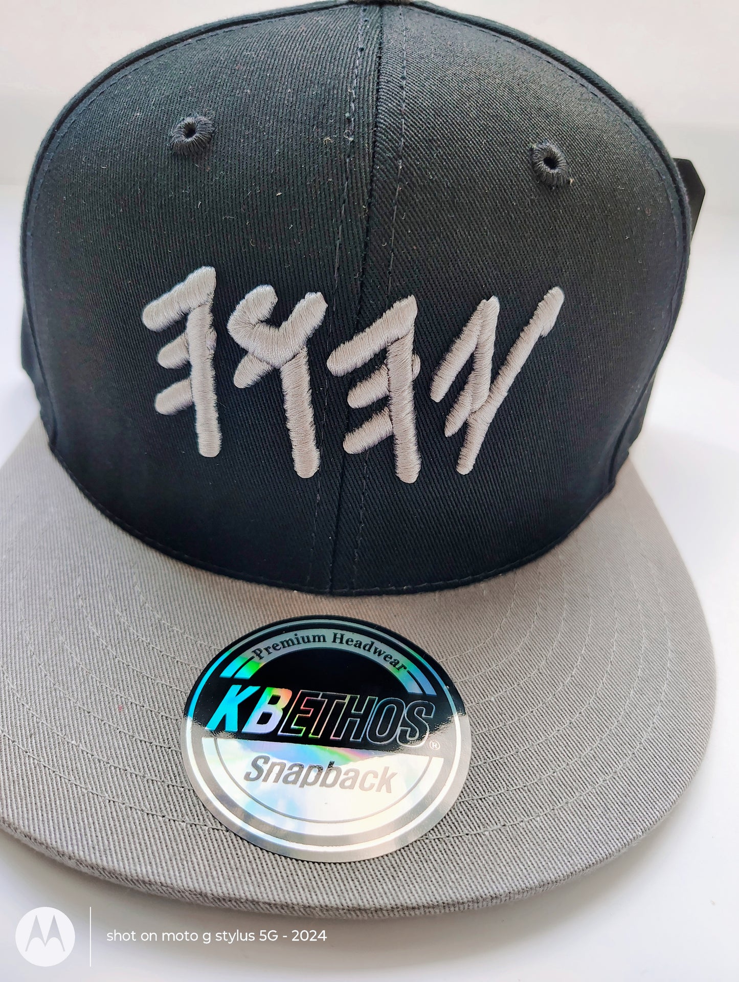 YHWH Hebrew Snapback Hat – Black & Grey, 100% Cotton Adjustable Cap