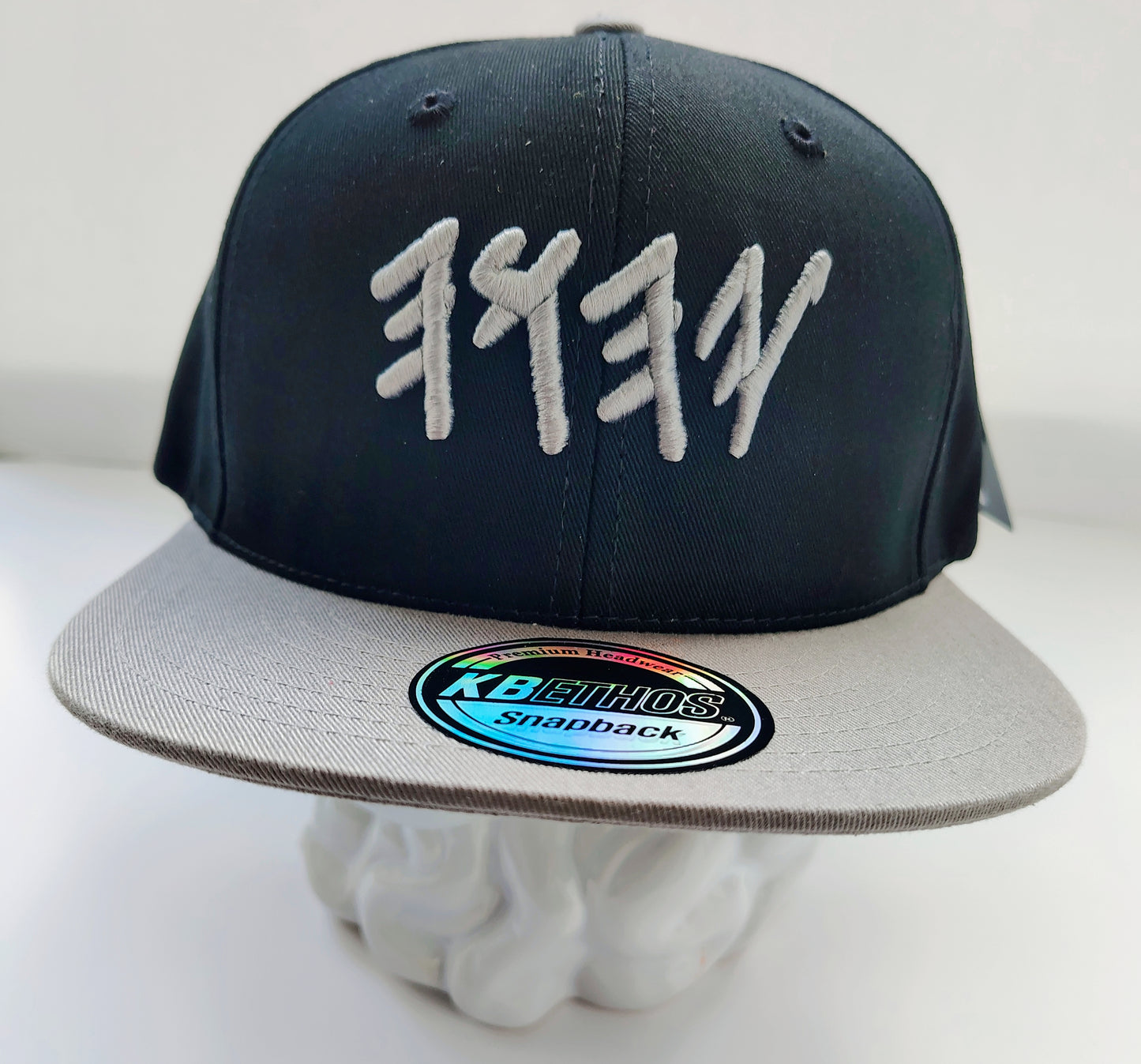 YHWH Hebrew Snapback Hat – Black & Grey, 100% Cotton Adjustable Cap