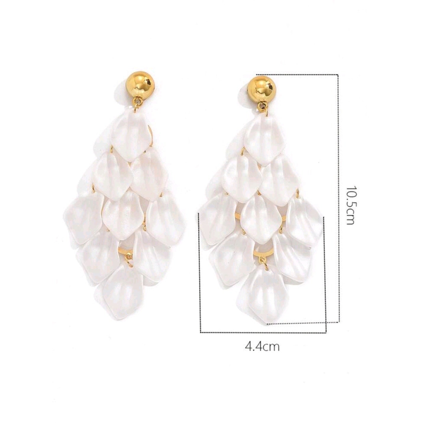 White Geometric Tassel & Leaf Dangle Earrings for Women -Simple & Elegant Design