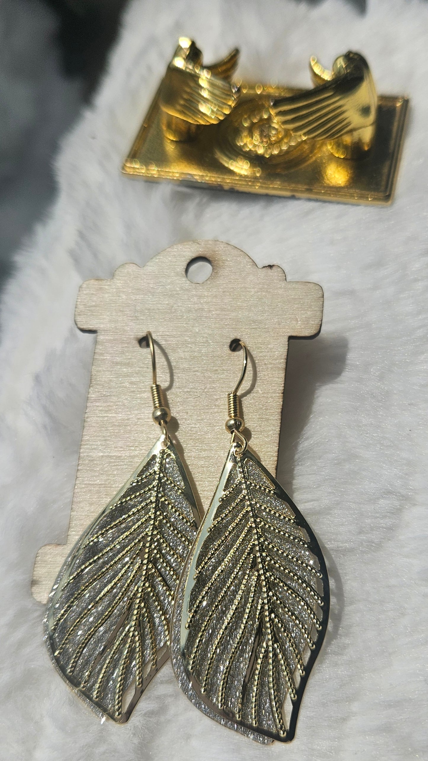 Planted to Bear Fruit – Psalm 1:3 Faith-Based Gold rhinestone Leaf Earrings