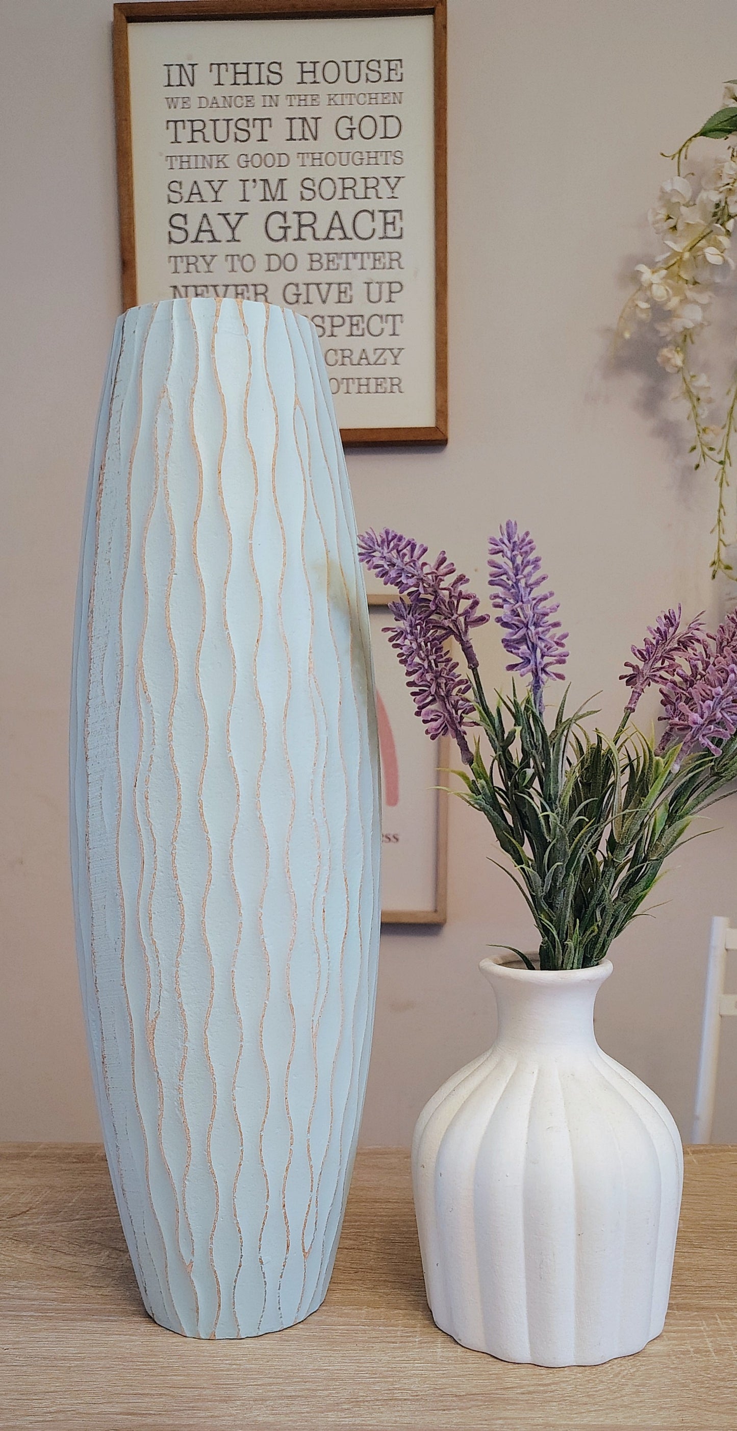 Soft Sage Green Textured Tall Vase | Modern Farmhouse & Boho Home Decor | Neutral Shelf & Entryway Accent Vase