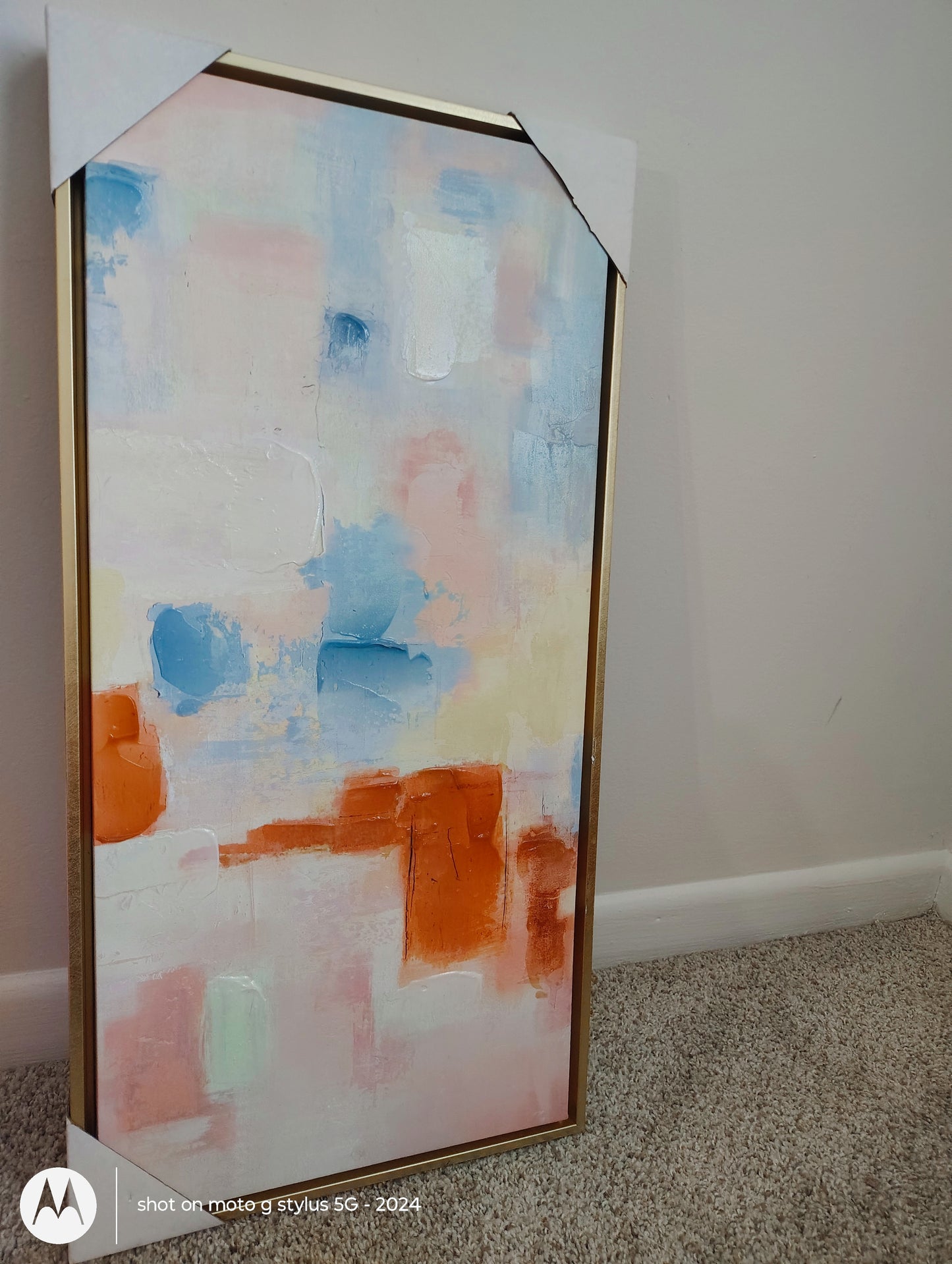 “Be Still” – Abstract Prophetic Art with Gold Frame | Inspired by Psalm 46:10