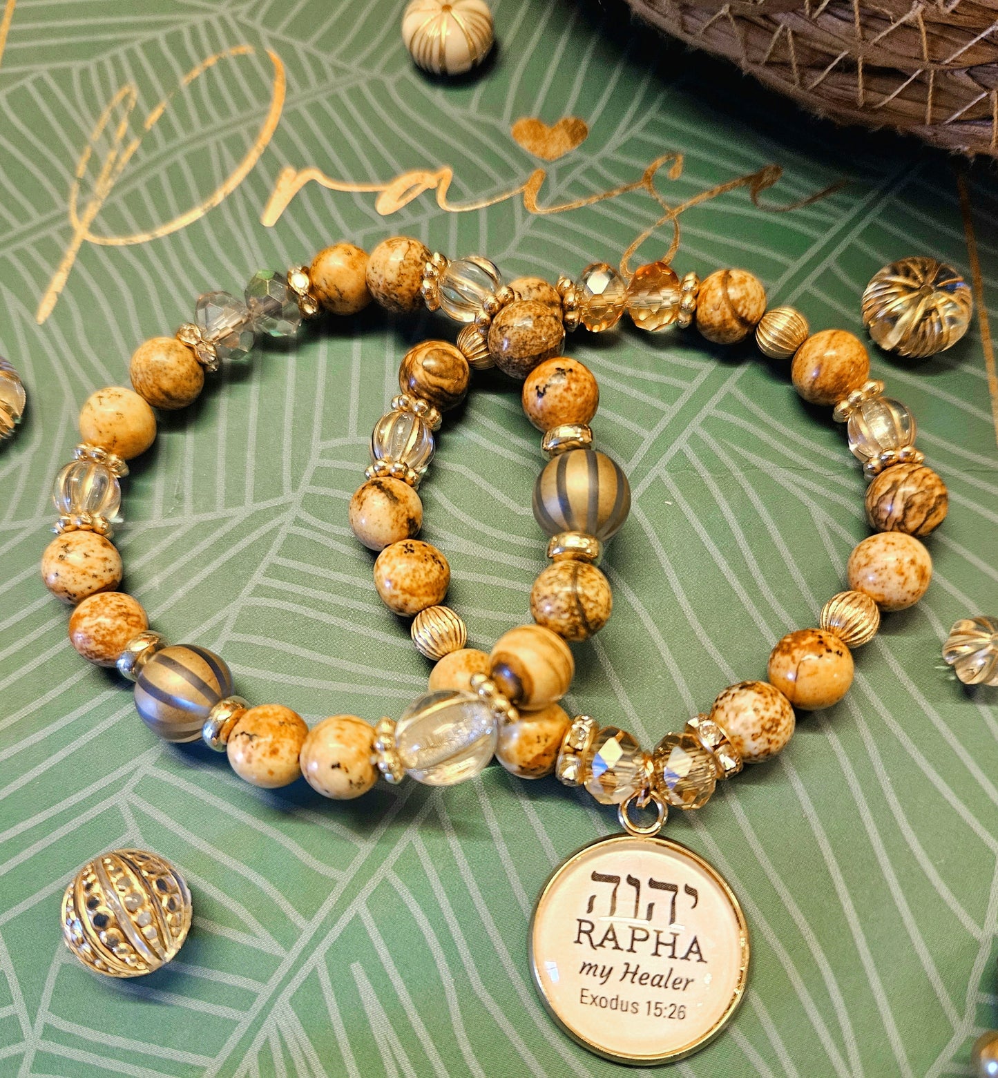 Fall collection π All natural Jasper Stone double bracelet set