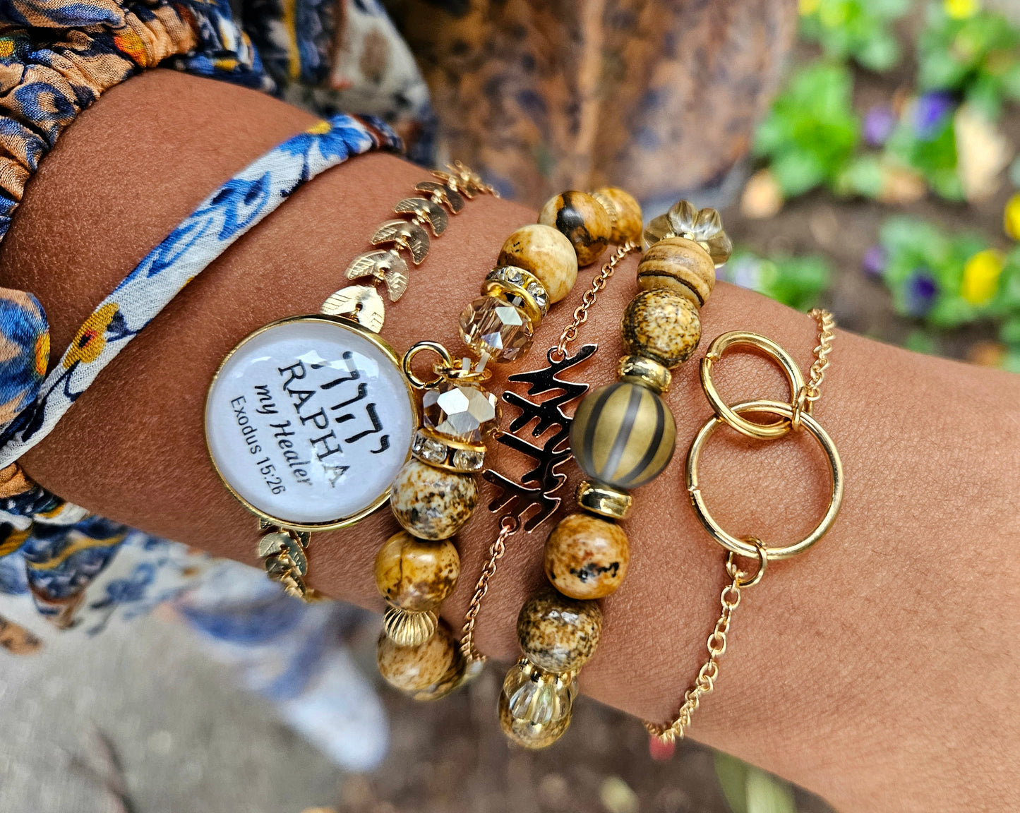 Fall collection π All natural Jasper Stone double bracelet set