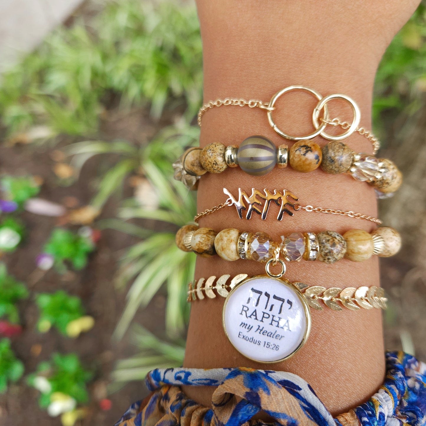 Fall collection π All natural Jasper Stone double bracelet set