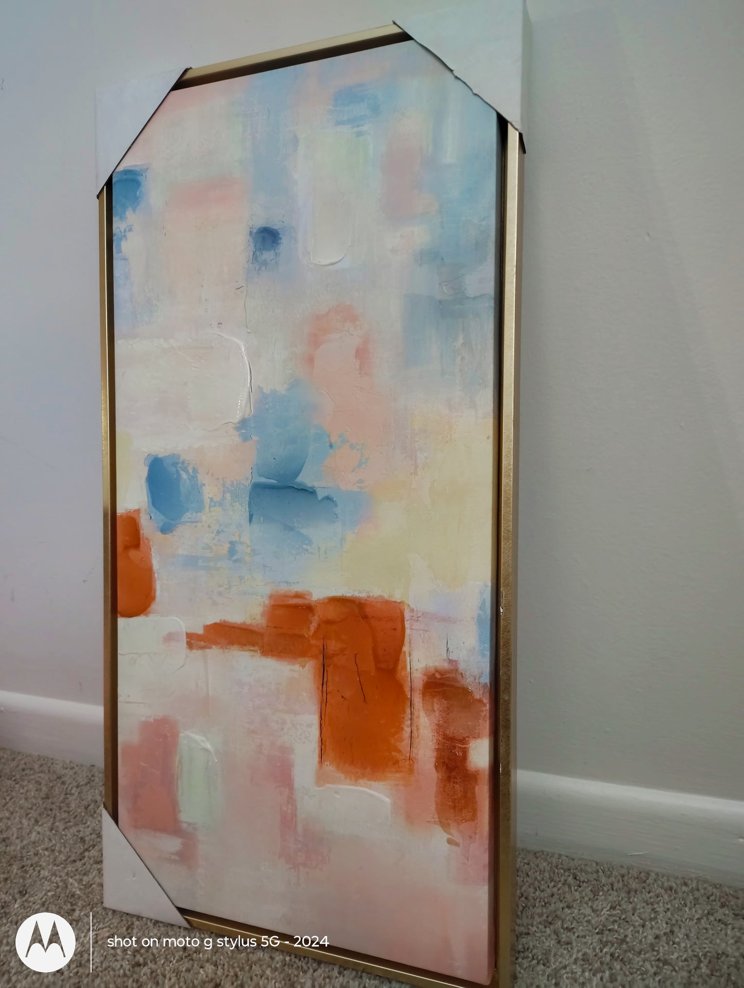 “Be Still” – Abstract Prophetic Art with Gold Frame | Inspired by Psalm 46:10
