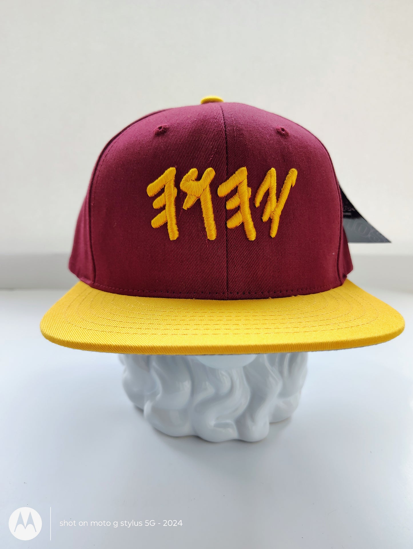 Burgundy & Gold YHWH Snapback – Premium Two-Tone Adjustable Cap