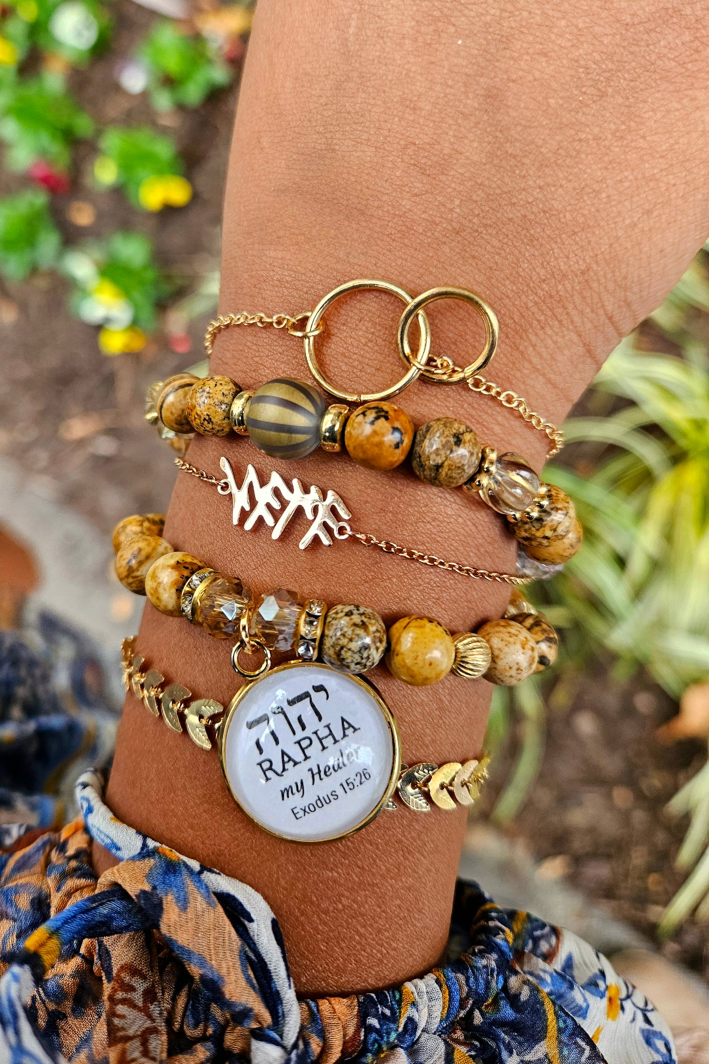 Fall collection π All natural Jasper Stone double bracelet set