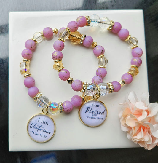 Lilly of the fields lilac double bracelet set