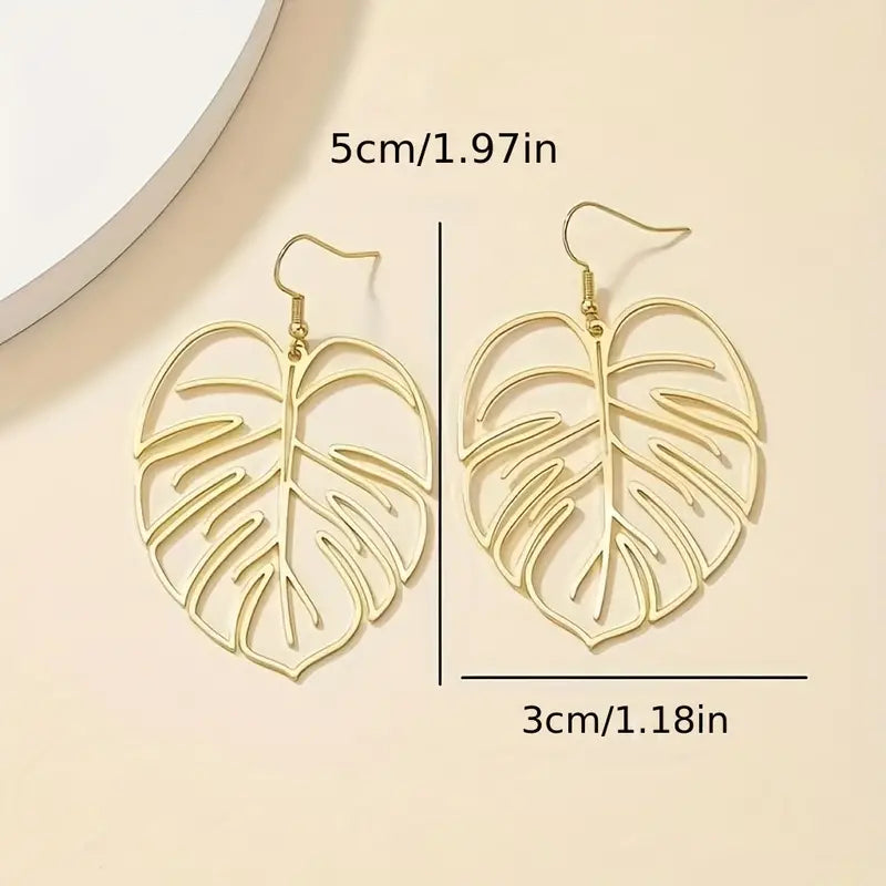 Tropical Leaf Earrings, Dangling Leaf Cut Out Drop Earrings, Plant Jewelry, Plant Accessory, Gift for Women, Mom, Best Friend