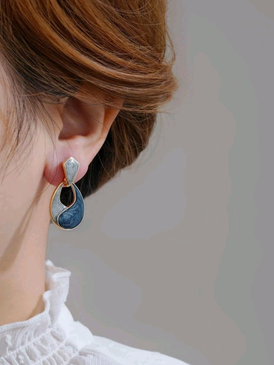 Two-toned blue and grey drop earrings