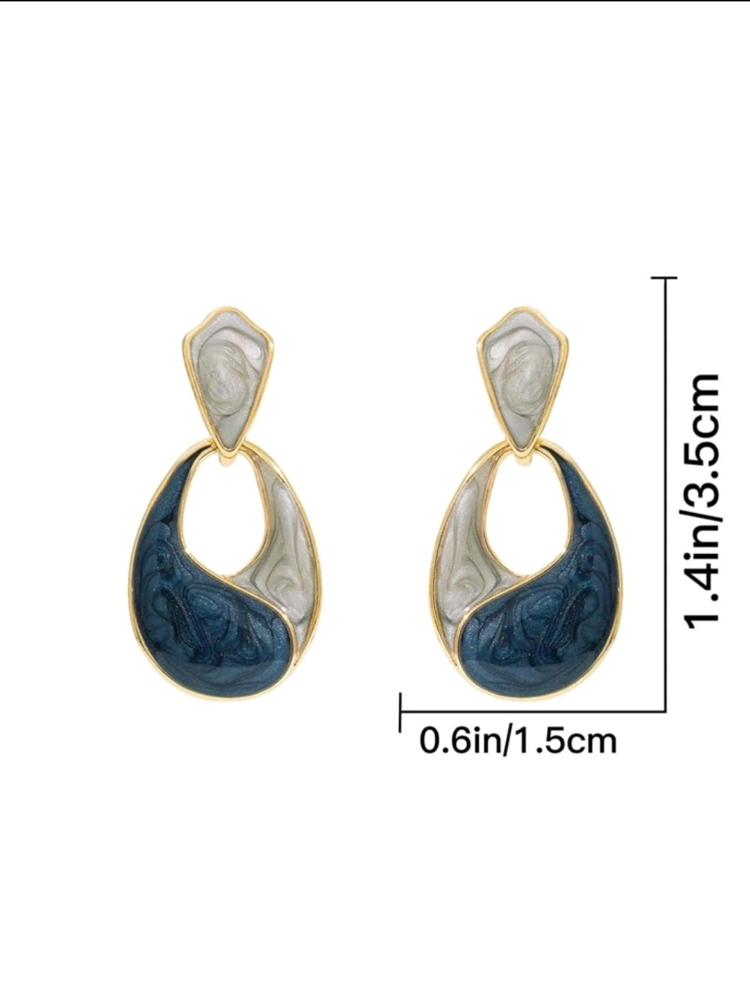 Two-toned blue and grey drop earrings