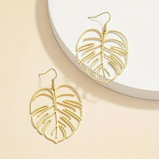 Tropical Leaf Earrings, Dangling Leaf Cut Out Drop Earrings, Plant Jewelry, Plant Accessory, Gift for Women, Mom, Best Friend