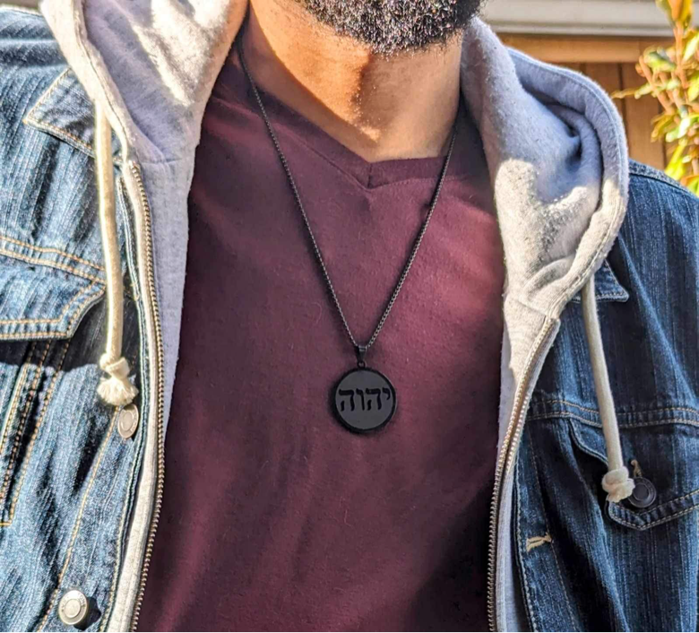 SALE! Black Stainless Steel YHWH Yah Necklace