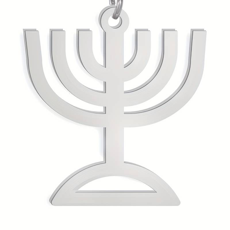 Stainless Steel 7 Lamp Menorah Necklace