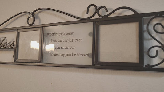 Blessed Home Metal Wall Frame with Scripture | Decorative Picture Frame Wall Art | Entryway or Living Room Accent
