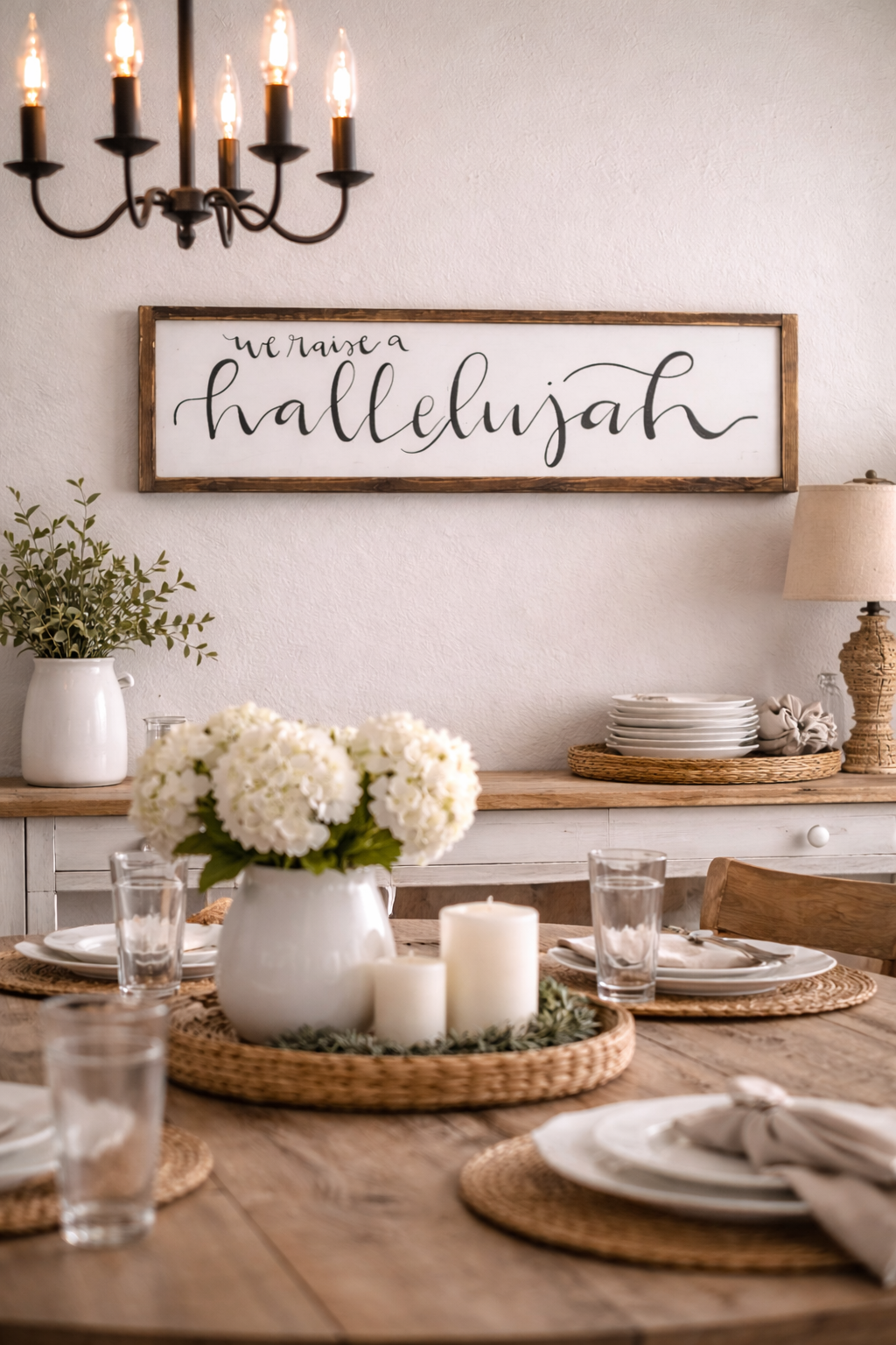 We Raise a Hallelujah | Rustic Christian Wall Sign | Faith-Inspired Home Décor