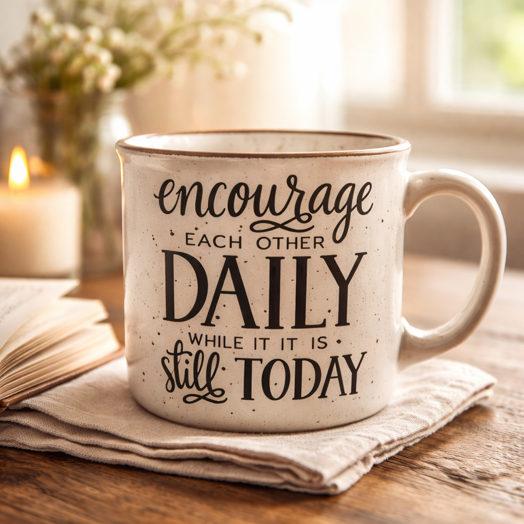 Faith Encouragement Coffee Mug | Encourage Each Other Daily – Hebrews 3:13