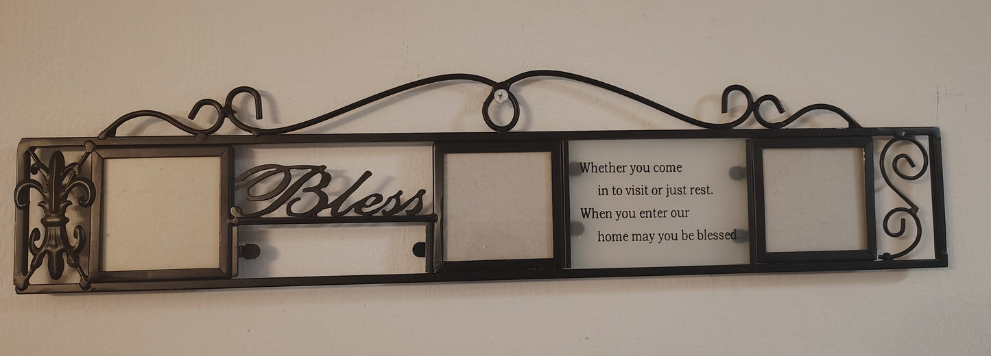 Blessed Home Metal Wall Frame with Scripture | Decorative Picture Frame Wall Art | Entryway or Living Room Accent