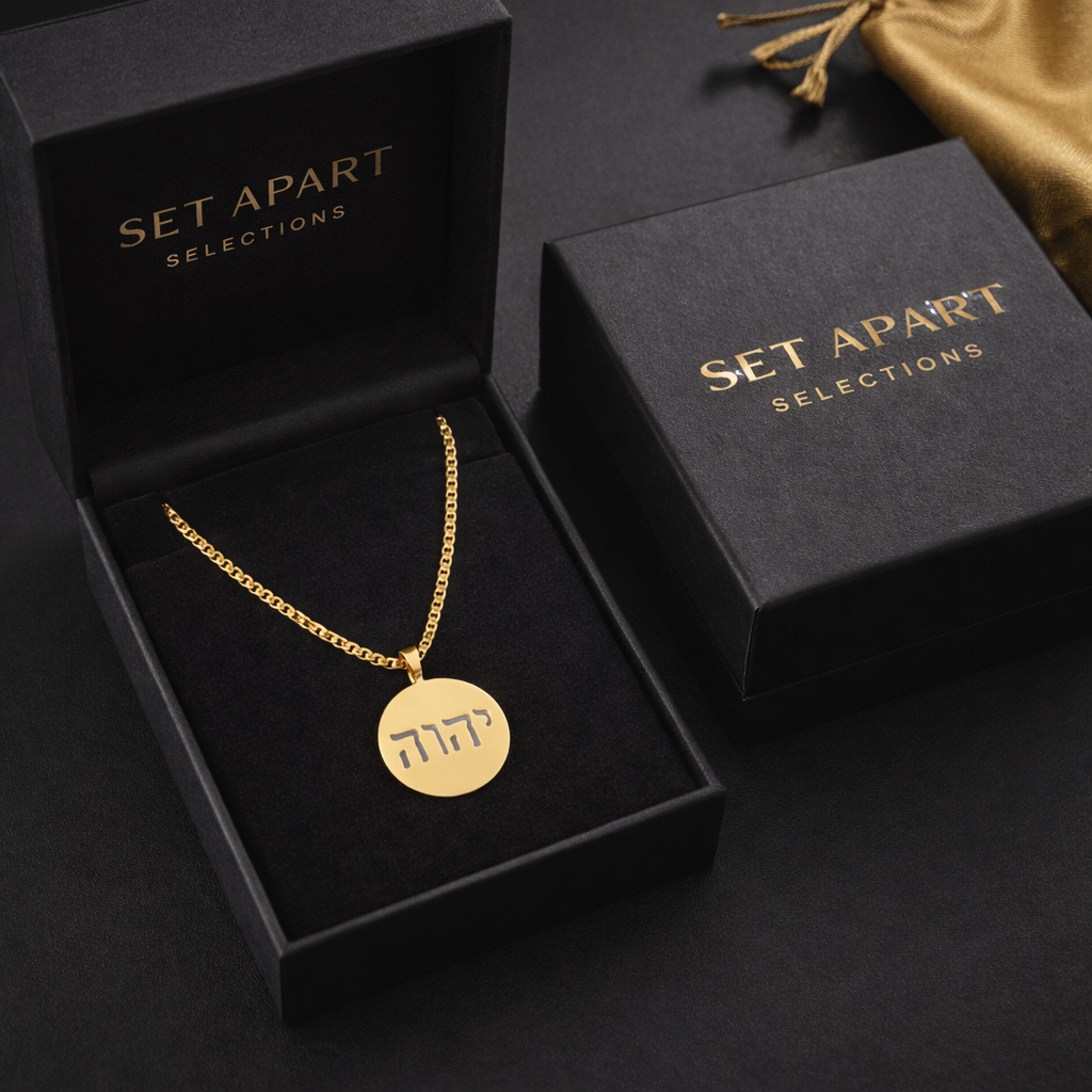 YHWH Pendant Necklace | Hebrew Faith Jewelry in Gold & Stainless Steel