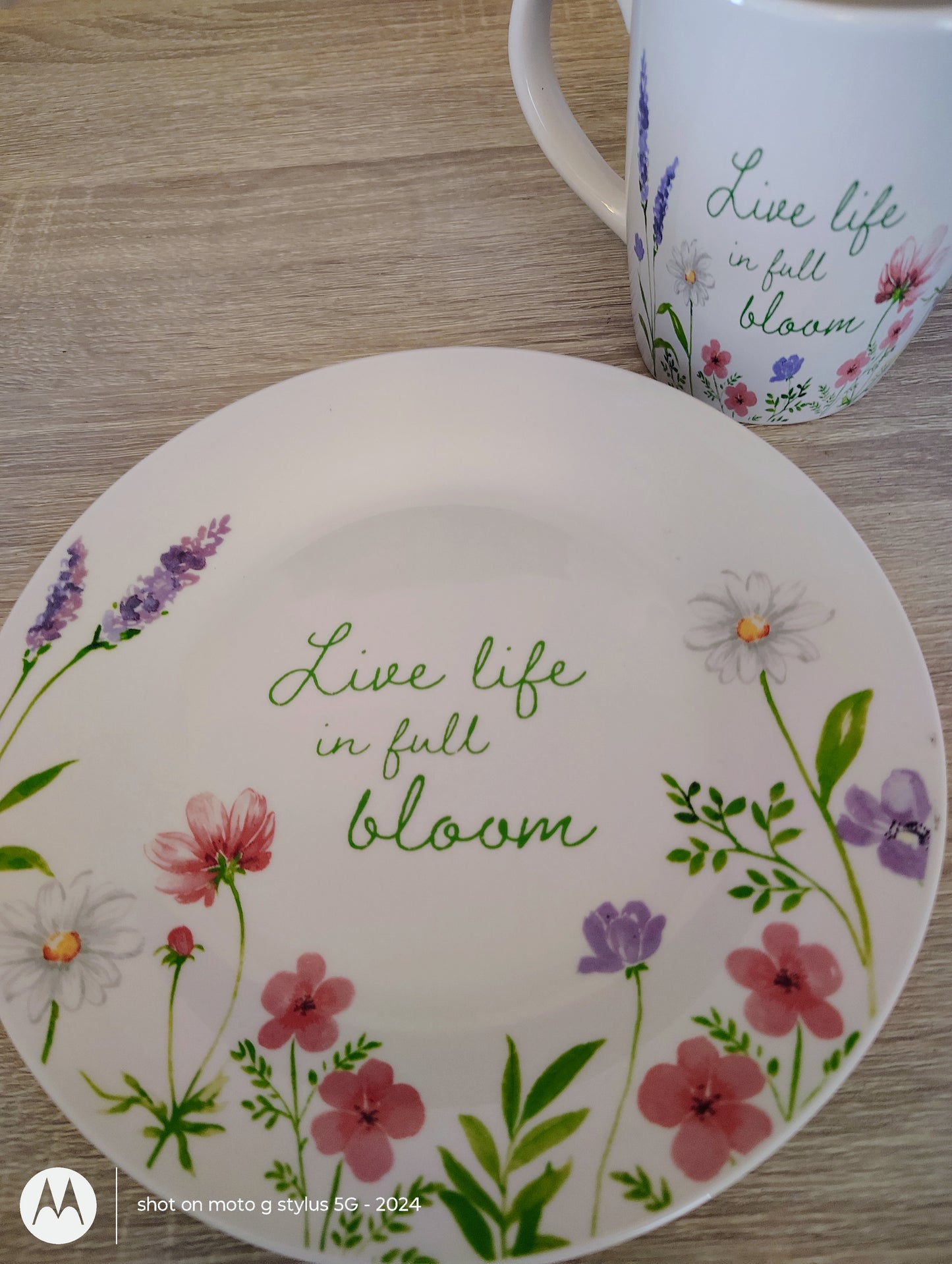 Live Life in Full Bloom | Faith-Based Floral Mug & Plate Set | Matthew 6:28 Inspired