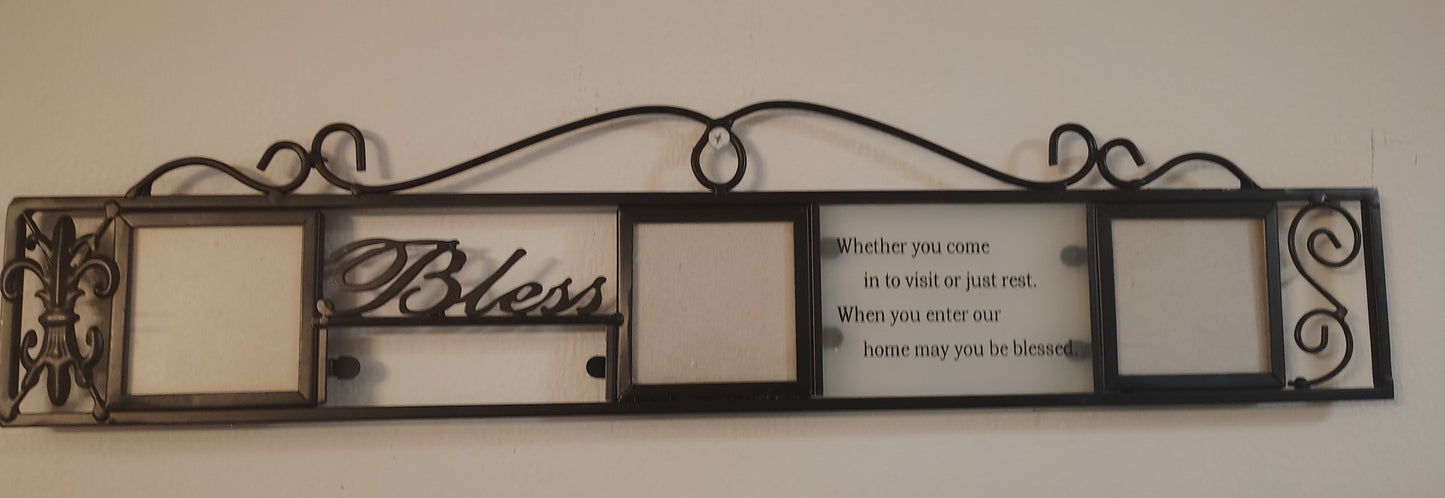 Blessed Home Metal Wall Frame with Scripture | Decorative Picture Frame Wall Art | Entryway or Living Room Accent