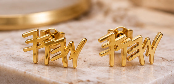 18K Gold Plated Paleo Hebrew Name Stud Earrings | Ancient Hebrew Set-Apart Jewelry