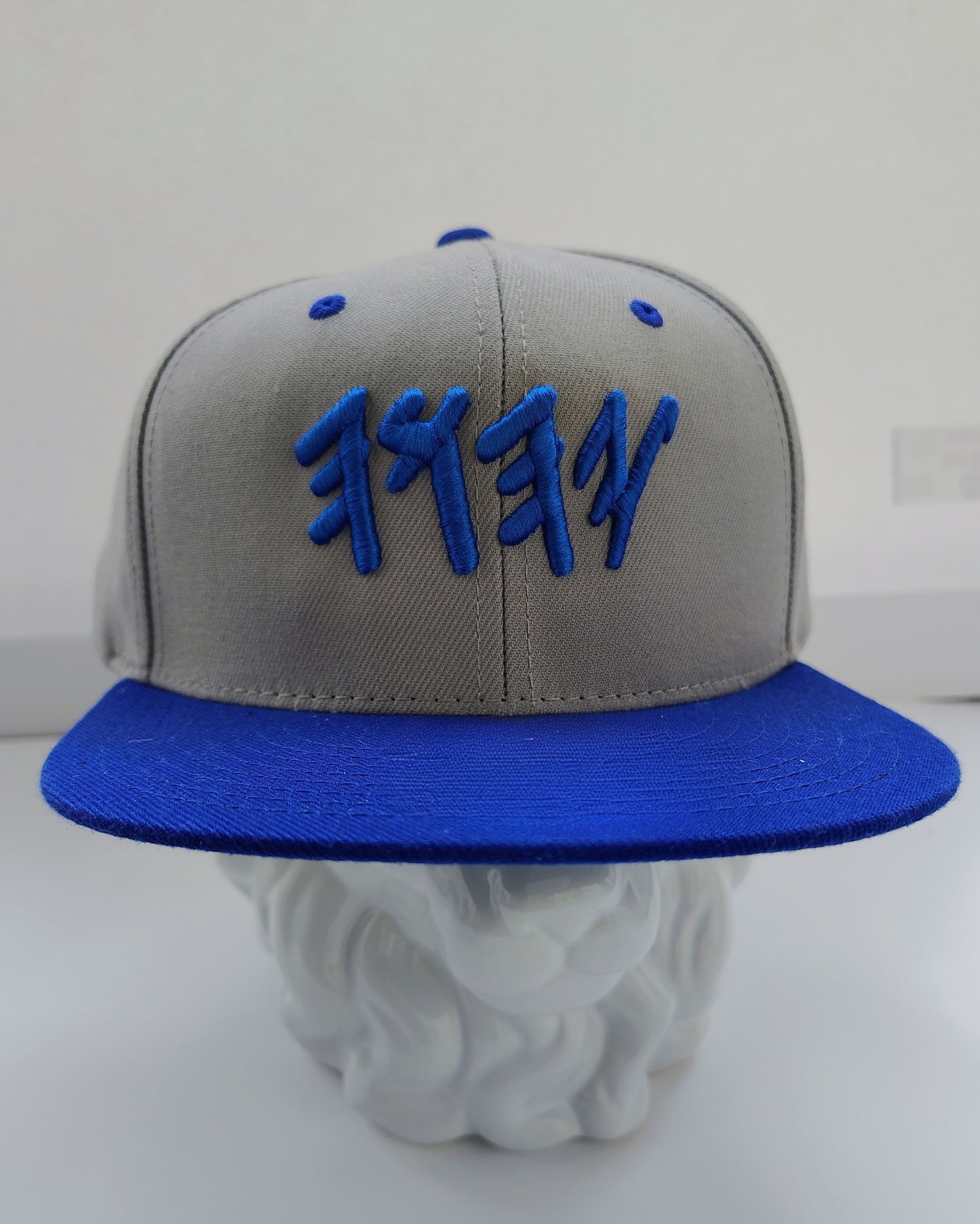 Paleo Hebrew YHWH Hat – Ancient Name Snapback | Royal Blue & Grey Embroidered Cap