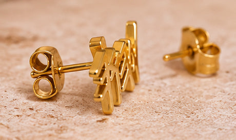18K Gold Plated Paleo Hebrew Name Stud Earrings | Ancient Hebrew Set-Apart Jewelry