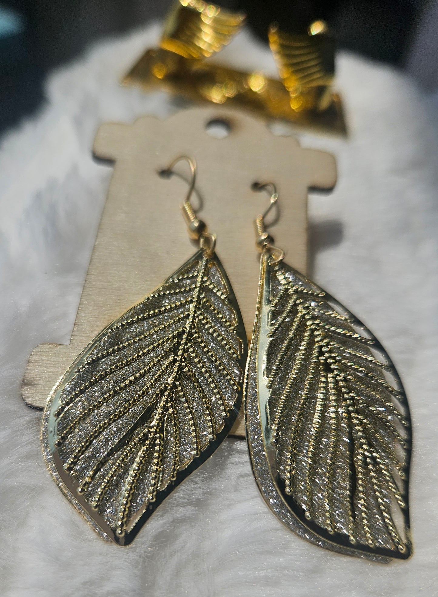 Planted to Bear Fruit – Psalm 1:3 Faith-Based Gold rhinestone Leaf Earrings