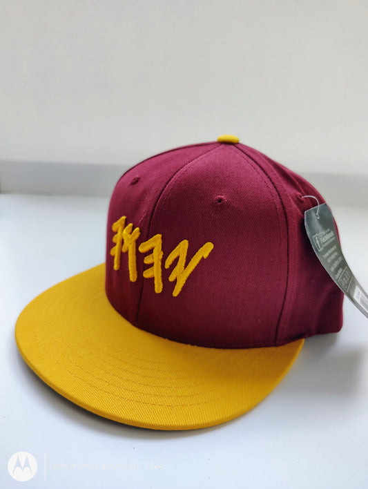 Burgundy & Gold YHWH Snapback – Premium Two-Tone Adjustable Cap