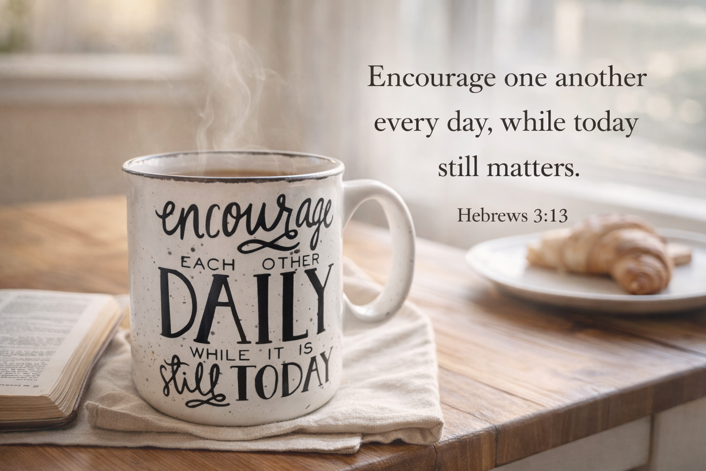 Faith Encouragement Coffee Mug | Encourage Each Other Daily – Hebrews 3:13