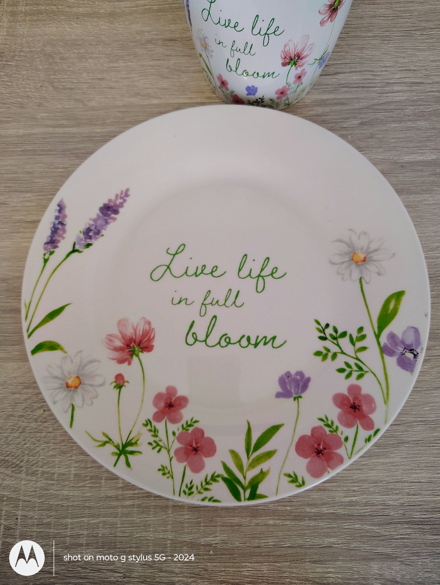 Live Life in Full Bloom | Faith-Based Floral Mug & Plate Set | Matthew 6:28 Inspired