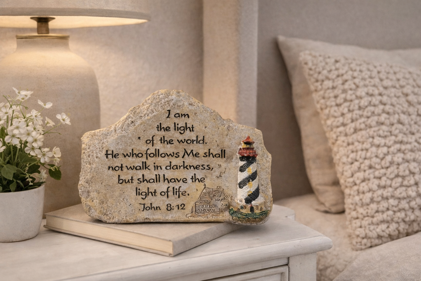 I Am the Light of the World” Scripture Stone Plaque John 8:12