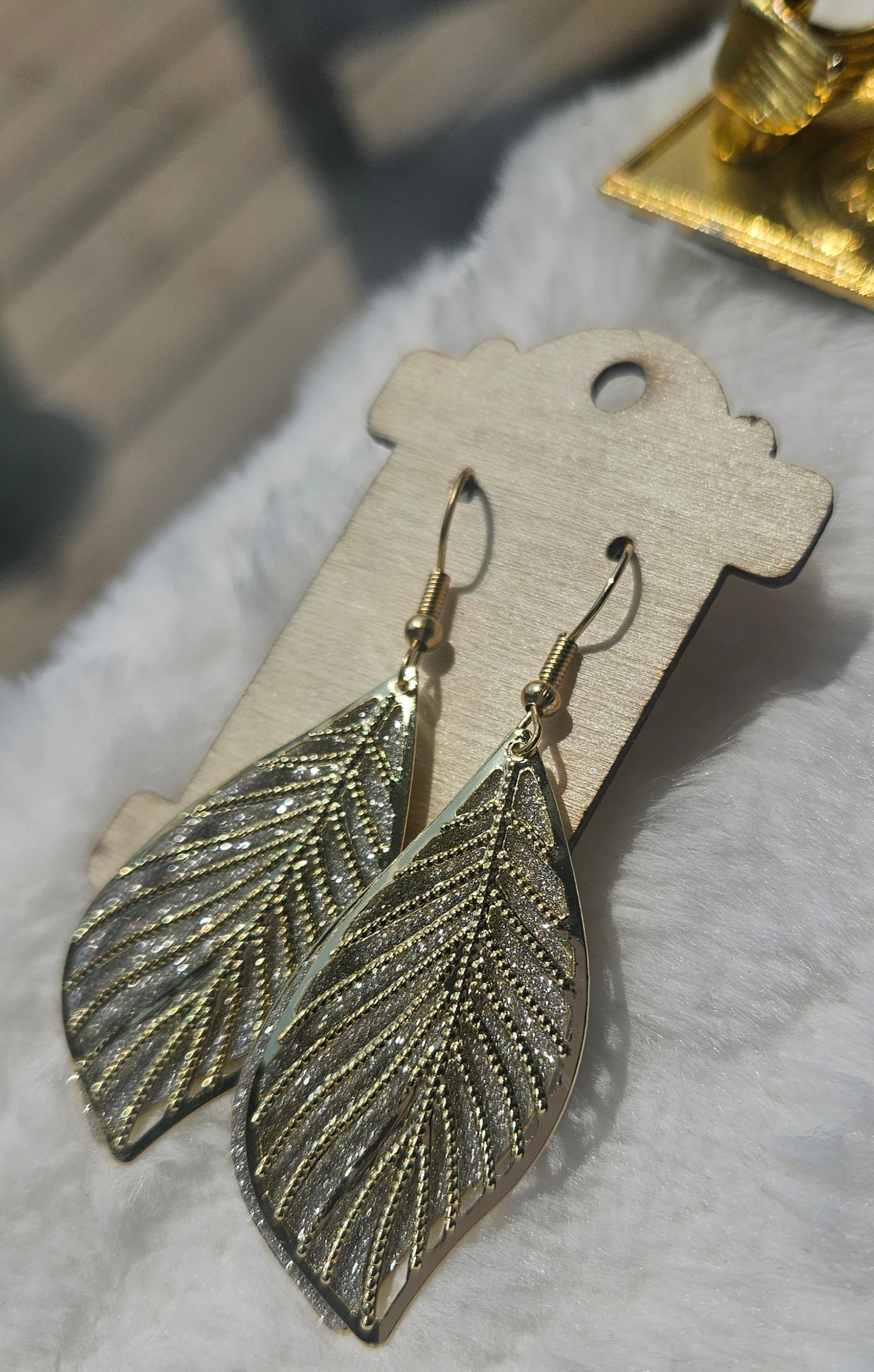 Planted to Bear Fruit – Psalm 1:3 Faith-Based Gold rhinestone Leaf Earrings