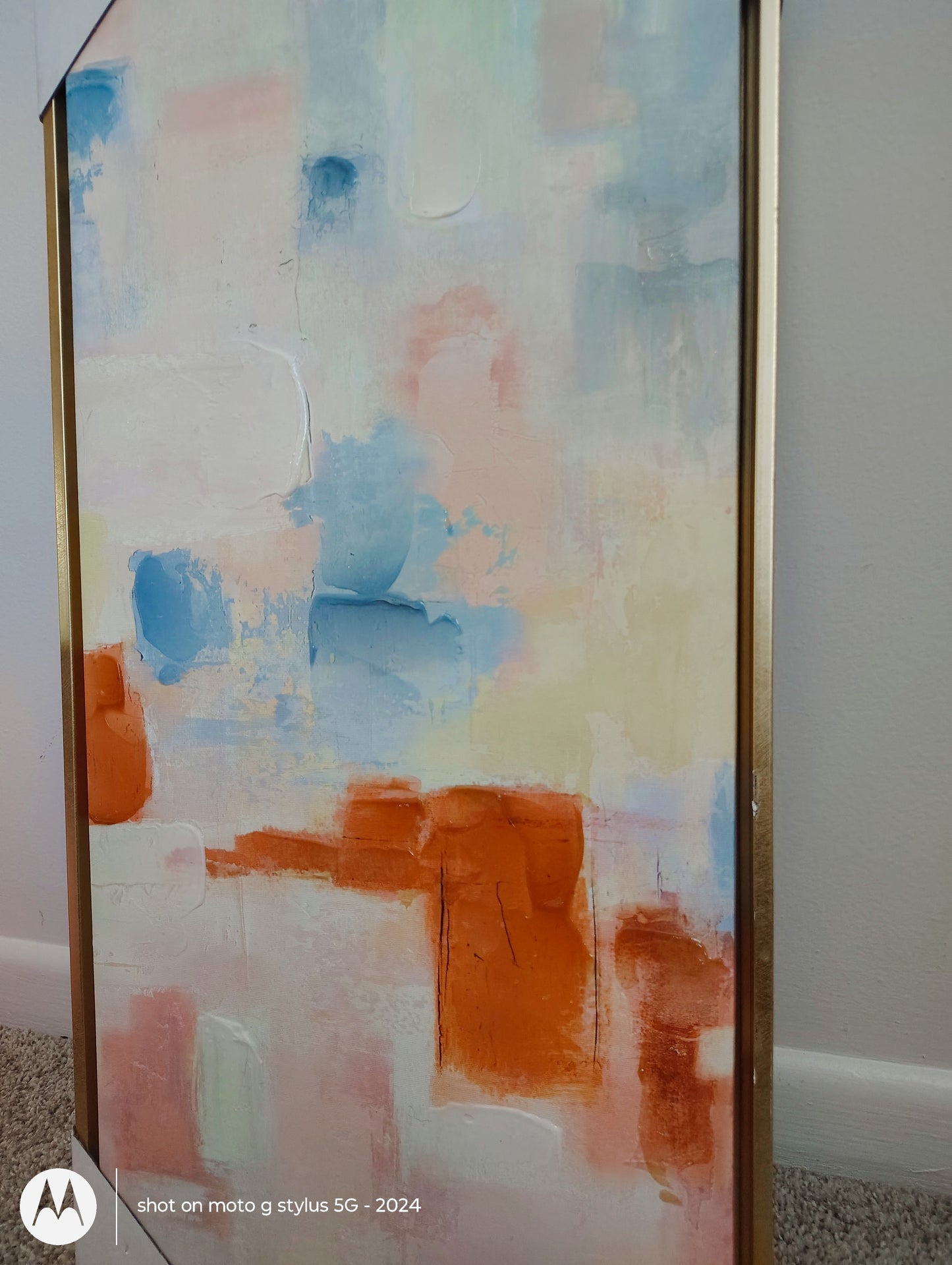 “Be Still” – Abstract Prophetic Art with Gold Frame | Inspired by Psalm 46:10