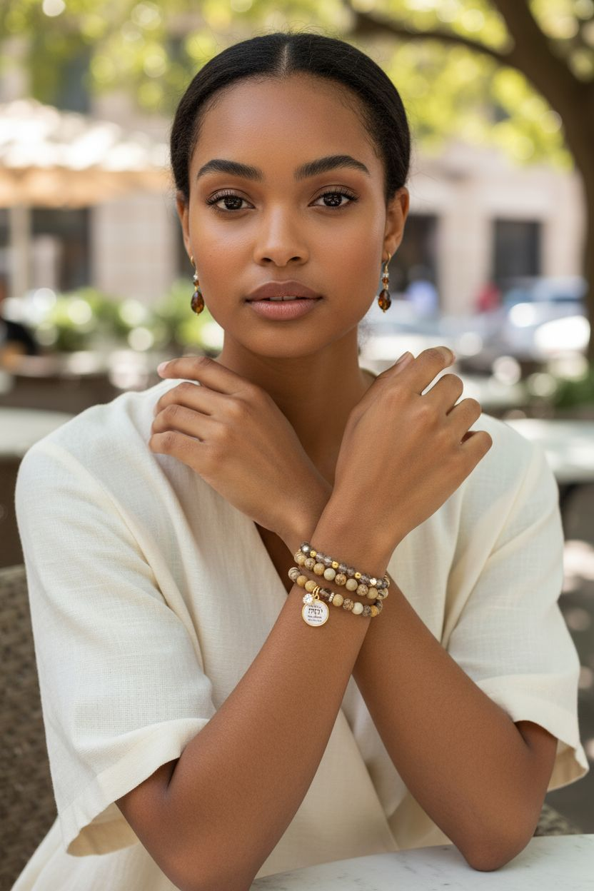 Fall collection 🍂 All natural Jasper Stone double bracelet set