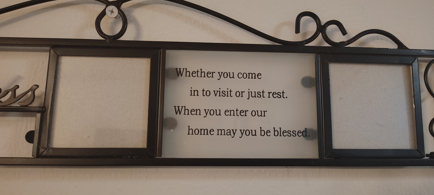 Blessed Home Metal Wall Frame with Scripture | Decorative Picture Frame Wall Art | Entryway or Living Room Accent