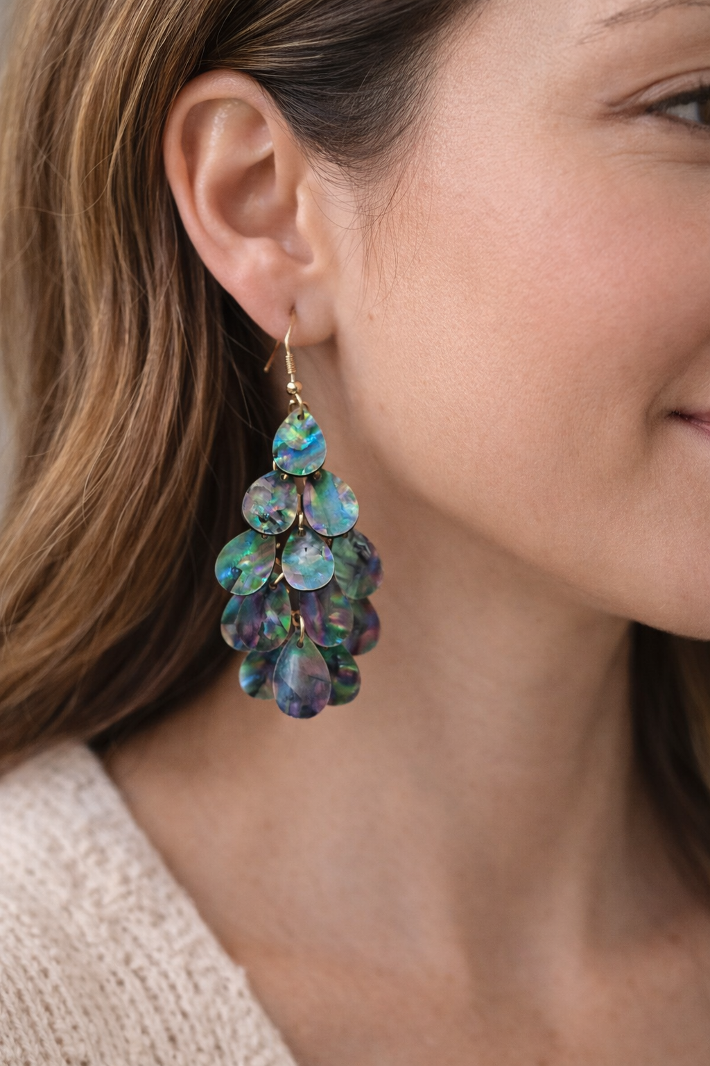 His Glory Drops – Abalone Shell Earrings
