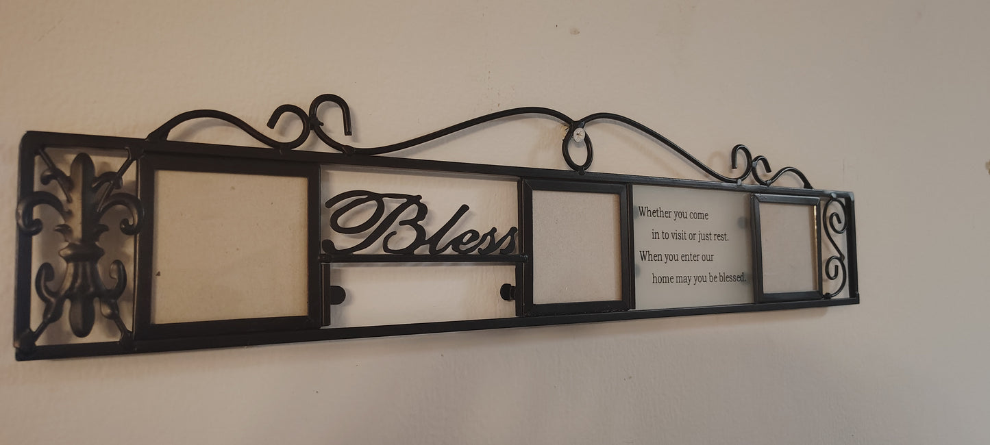 Blessed Home Metal Wall Frame with Scripture | Decorative Picture Frame Wall Art | Entryway or Living Room Accent