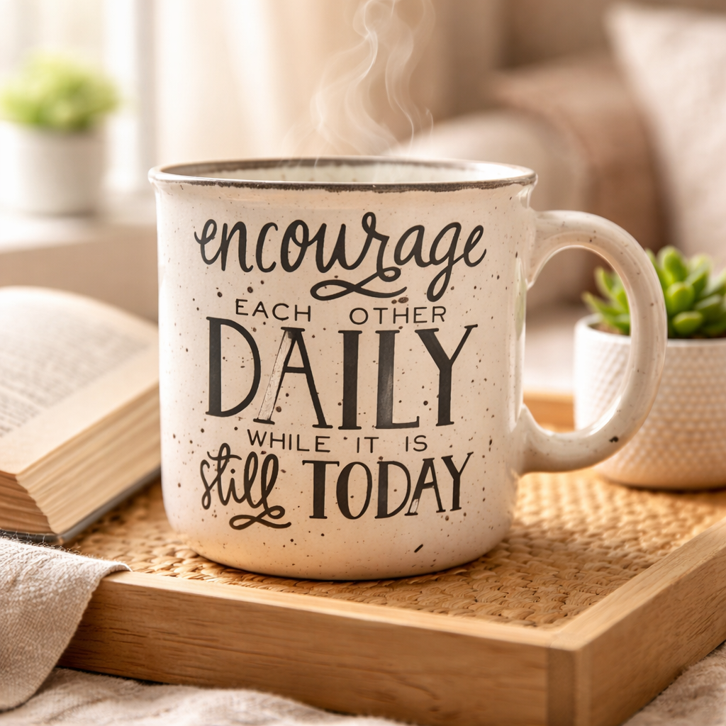 Faith Encouragement Coffee Mug | Encourage Each Other Daily – Hebrews 3:13