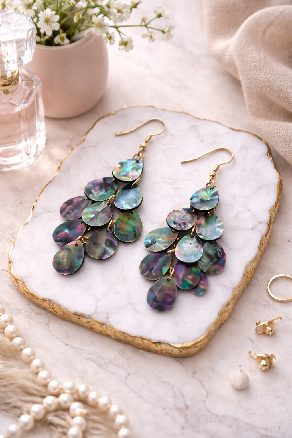 His Glory Drops – Abalone Shell Earrings