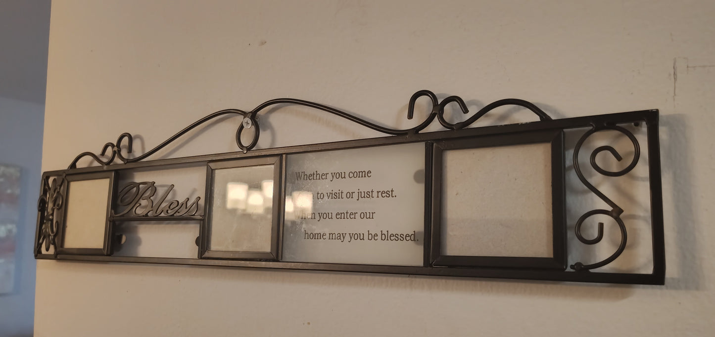 Blessed Home Metal Wall Frame with Scripture | Decorative Picture Frame Wall Art | Entryway or Living Room Accent