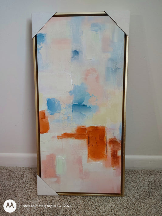 “Be Still” – Abstract Prophetic Art with Gold Frame | Inspired by Psalm 46:10