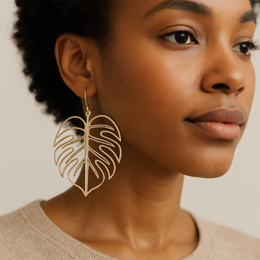 Deeply Rooted – Tropical Monstera Leaf Earrings