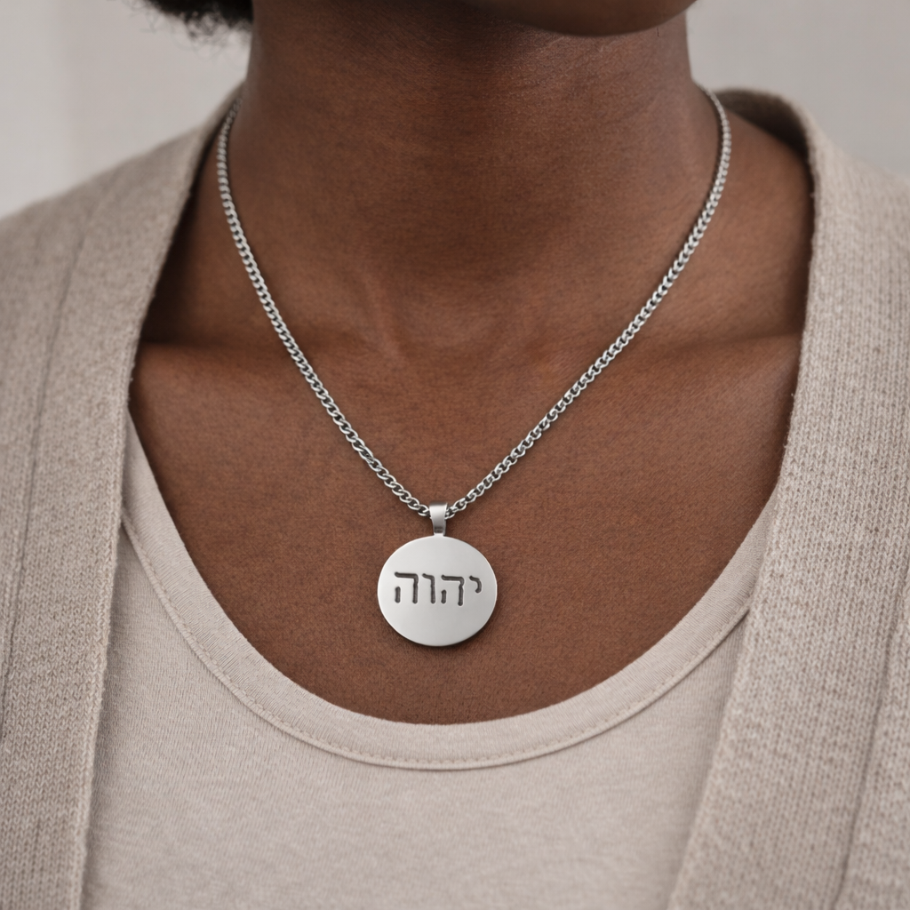 YHWH Pendant Necklace | Hebrew Faith Jewelry in Gold & Stainless Steel